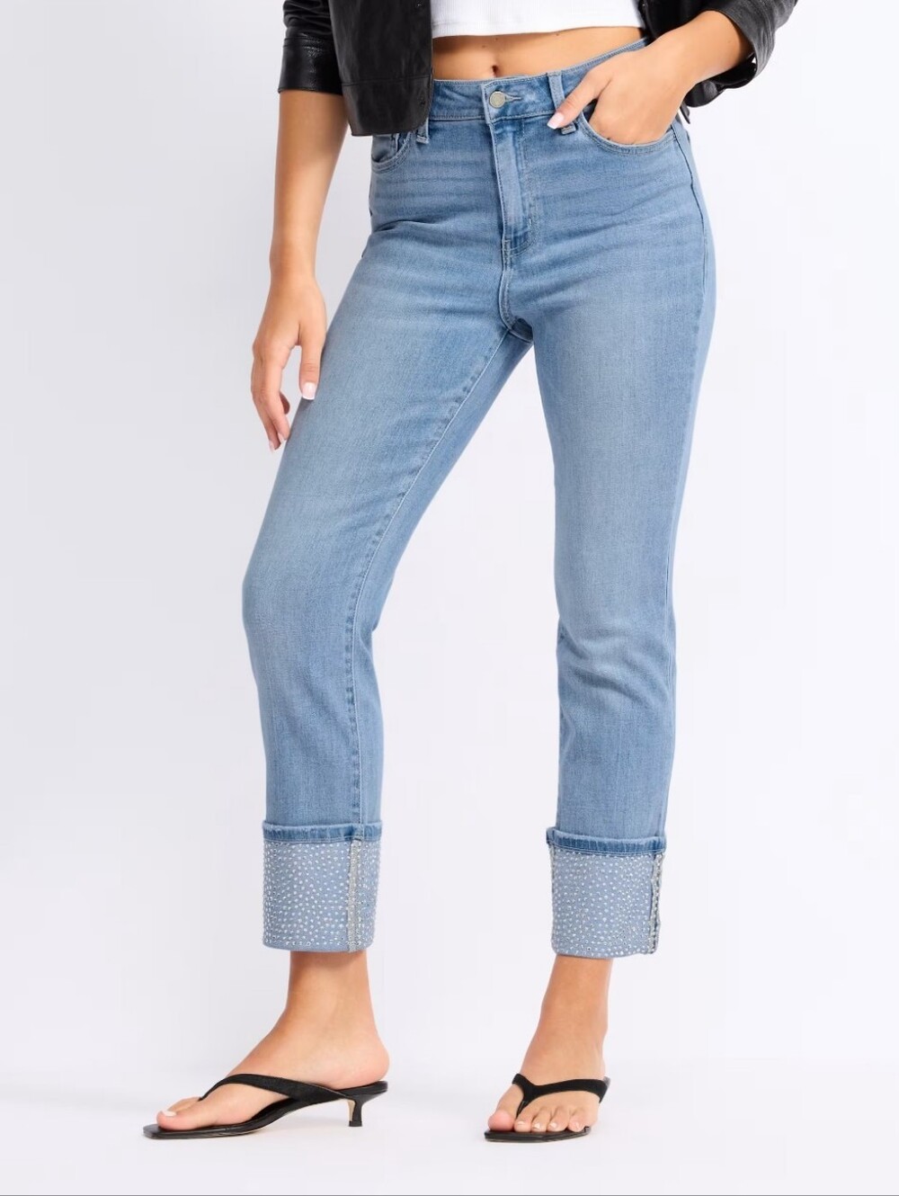 Lovervet Straight Crop Jeans with Cuffed Hem